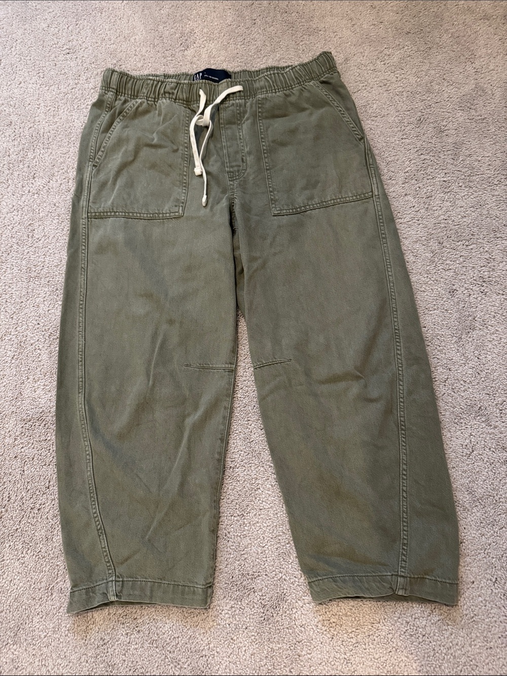 GAP Women’s Olive Green Drawstring Barrel Leg Trousers